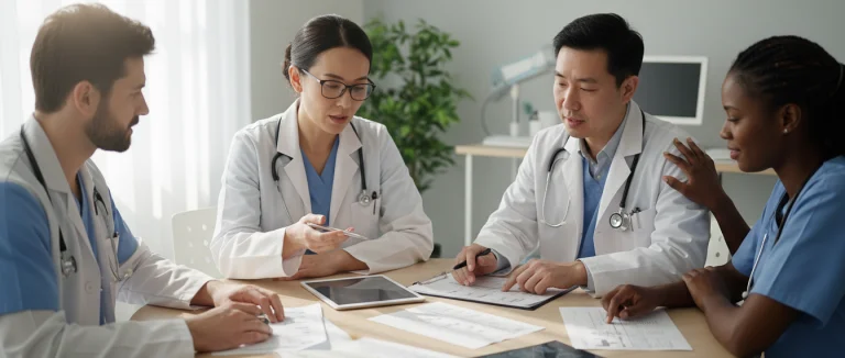 Команда врачей обсуждает план лечения боли