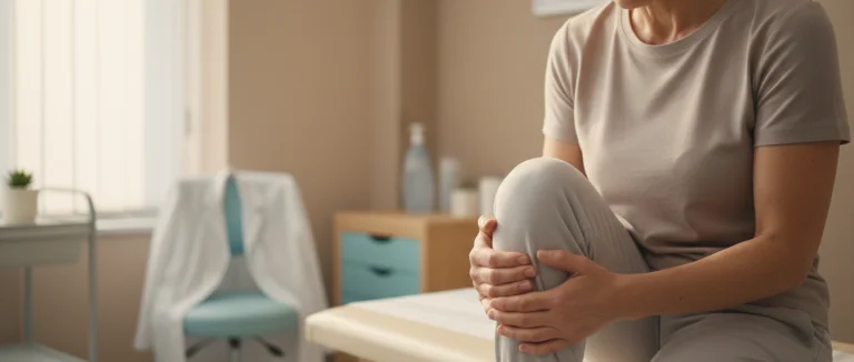 Больной человек держит руку, указывая на болезненный сустав