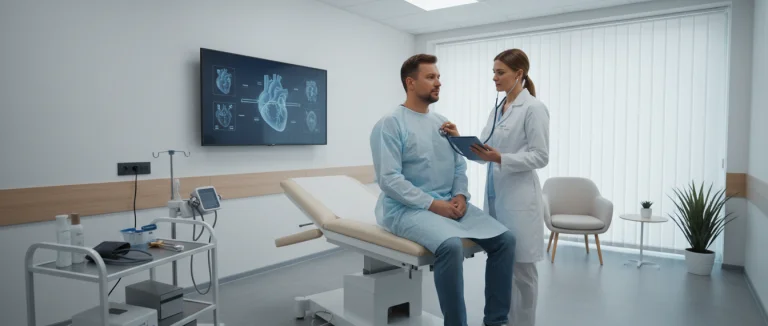 Мужчина проходит медицинский осмотр