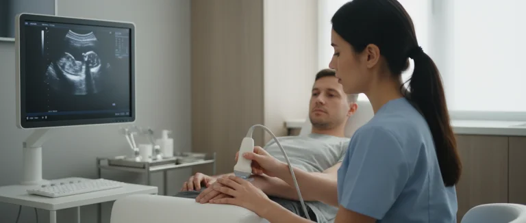 Врач проводит диагностику артрита в кисти