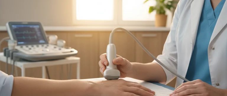 Физиотерапевт проводит процедуру на руке пациента