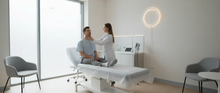 Врач проводит осмотр пациента