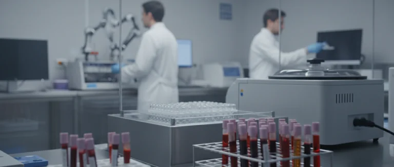 медицинская лаборатория с образцами крови