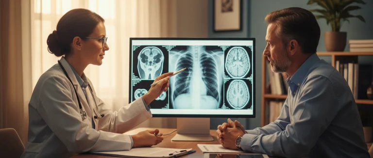 Врач обсуждает план лечения с пациентом