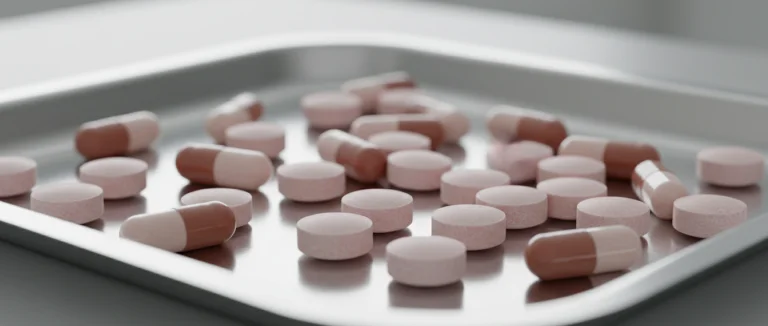 таблетки амоксициллина на фоне медицинских инструментов