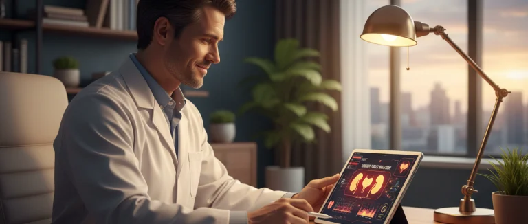 врач проверяет карту пациента с ИМП