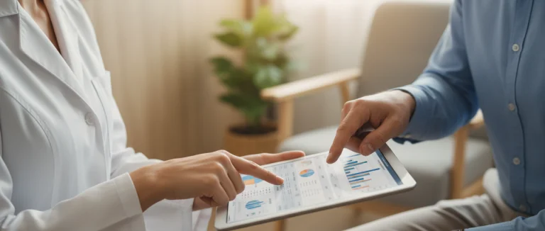 Врач обсуждает результаты анализов с пациентом