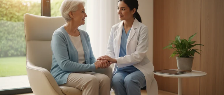 Пожилой пациент готовится к сканированию