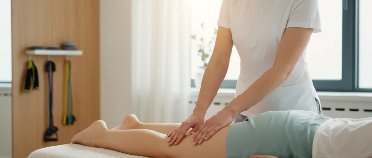 Физиотерапевт проводит упражнения