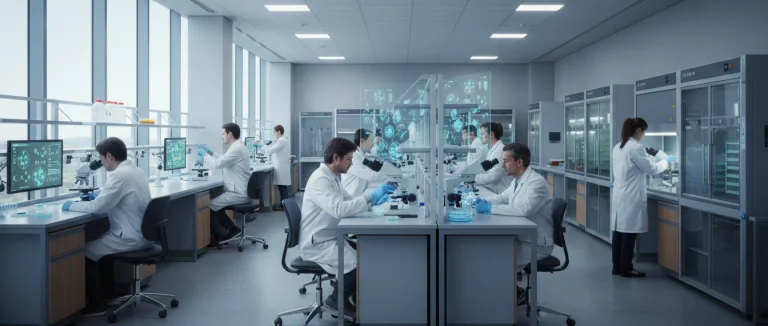 Лаборатория с учёными, работающими над стволовыми клетками