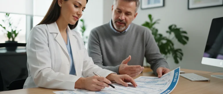 Врач обсуждает результаты сканирования