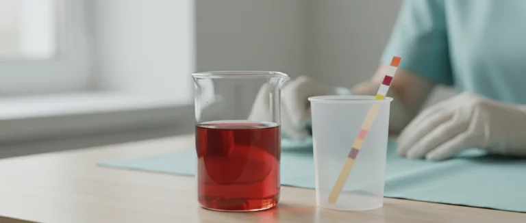 Лабораторный анализ мочи показывает наличие крови