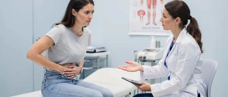 Врач обсуждает результаты анализов с пациентом