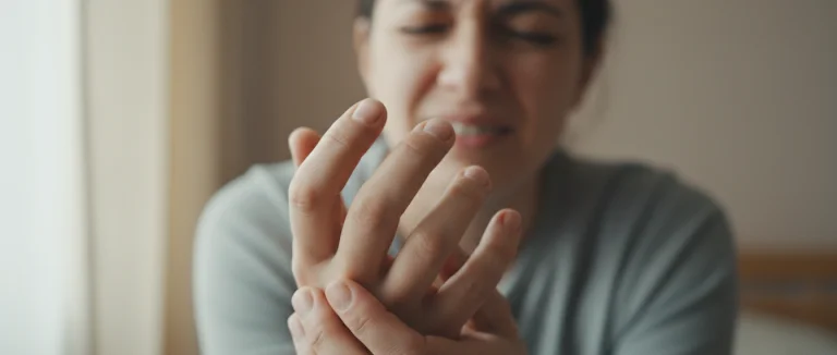 Человек держит руку, ощущая боль