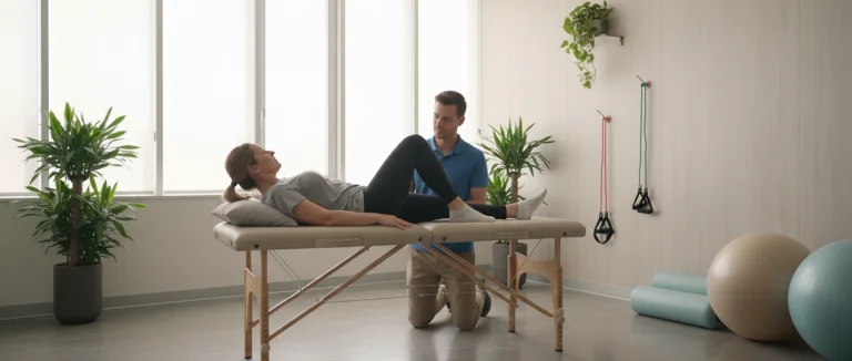 Пациент выполняет упражнения для колена