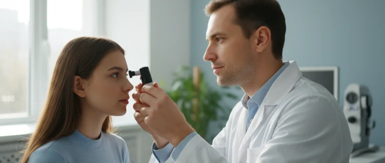 Врач проводит осмотр пациента