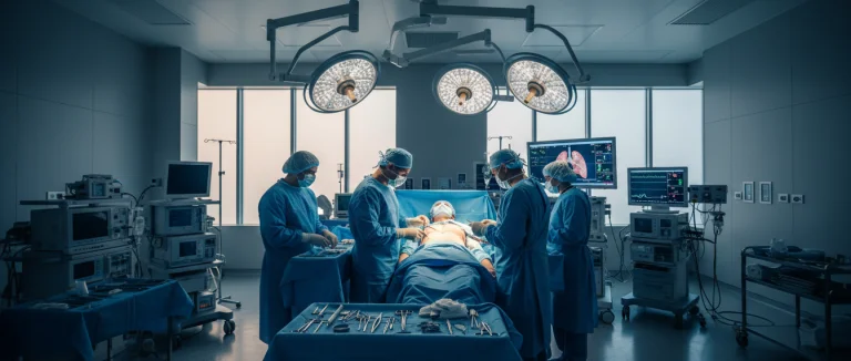 Операционная с подготовленным пациентом к лобэктомии