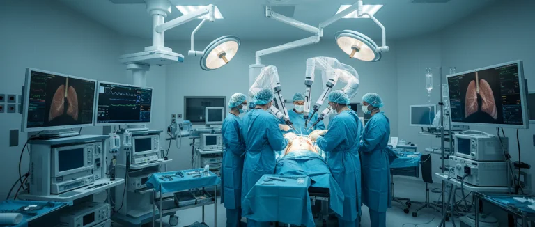 Операционная с современным оборудованием для операции на лёгких