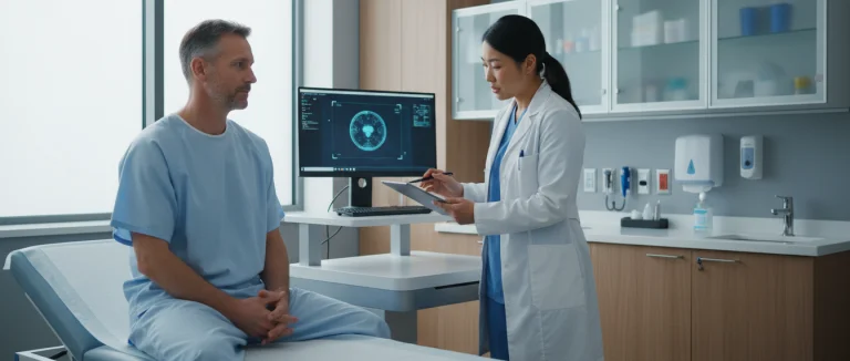 Мужчина проходит урологический осмотр