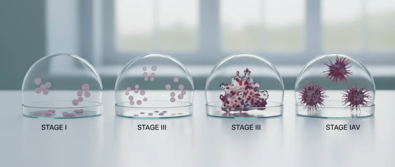 Графическое представление пяти стадий рака