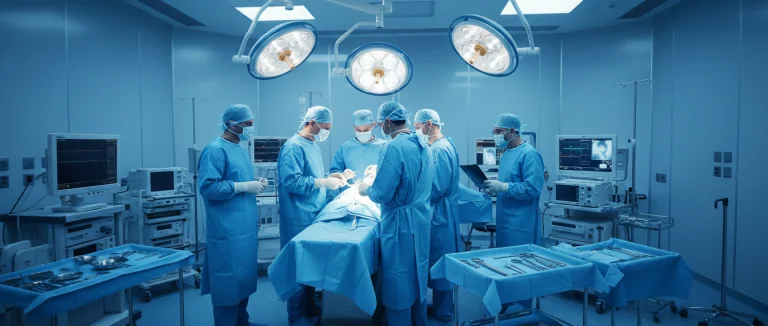 Хирургическая команда готовится к операции по замене сустава