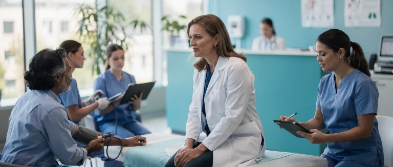 Врач проводит профилактический осмотр