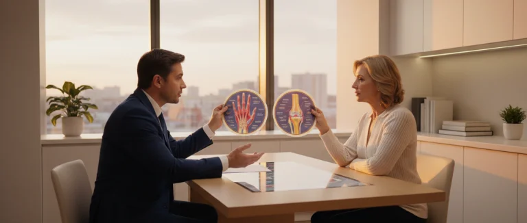 Врач обсуждает план лечения артрита