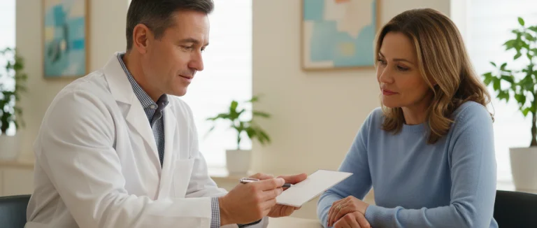 врач консультирует пациента о лечении боли в спине