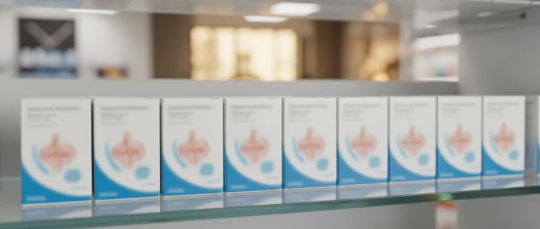 полка с лекарствами, включая мышечные релаксанты