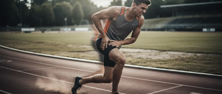 Атлет получает травму бедра во время бега