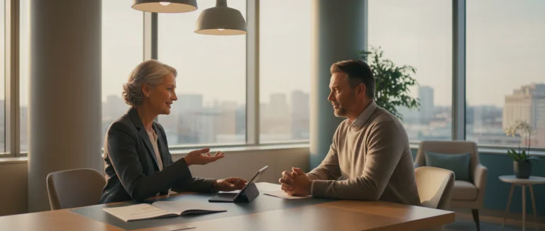 Онколог обсуждает план лечения с пациентом