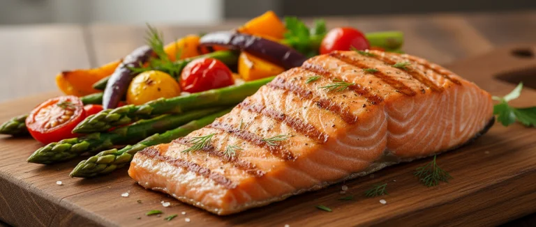 Свежий лосось с овощами