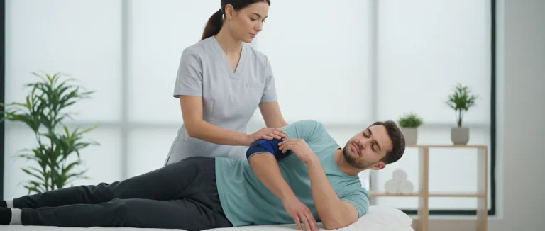 Физиотерапевт консультирует пациента