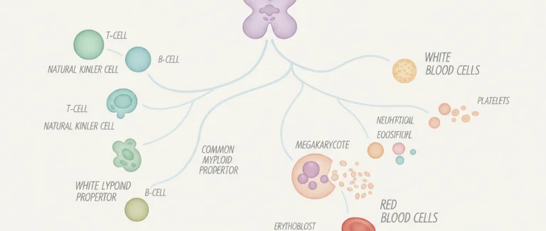 Диаграмма, показывающая дифференциацию гематопоэтических стволовых клеток