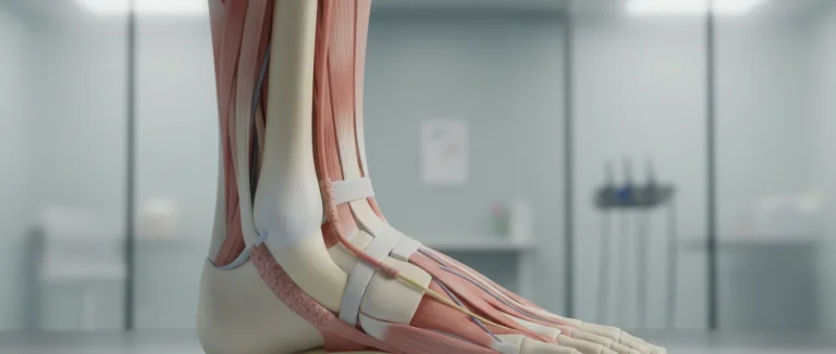 Анатомия стопы с выделенными сухожилиями