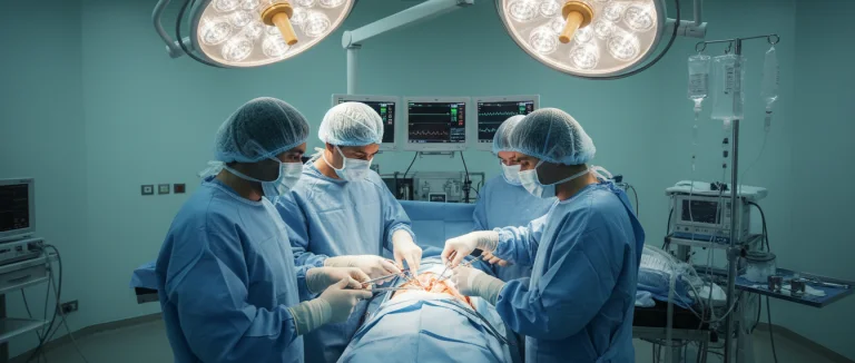 Операционная команда проводит частичное удаление лёгкого