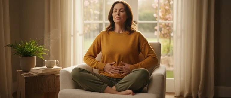 Пациент выполняет дыхательные упражнения дома