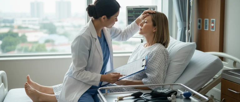 Медсестра проводит систематическую оценку пациента