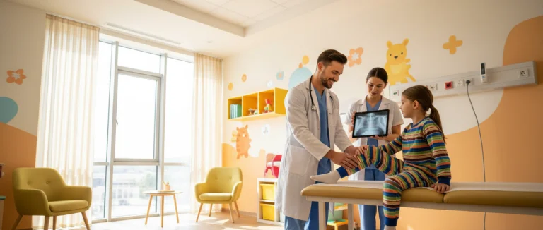 детская ортопедия: врач осматривает ребёнка