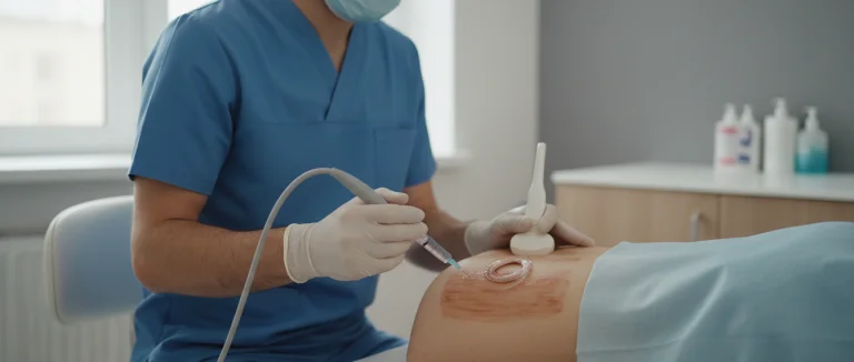 Врач вводит стволовые клетки в поясничный отдел