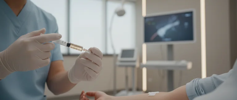 Врач вводит стволовые клетки пациенту