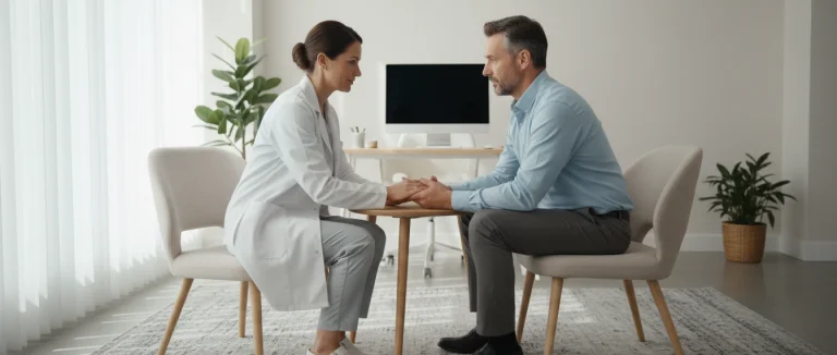 Врач‑ревматолог проводит осмотр пациента