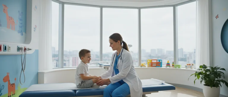 Детская ортопедия: врач осматривает ребёнка