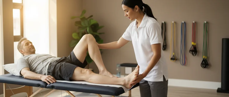 Физиотерапевт помогает пациенту