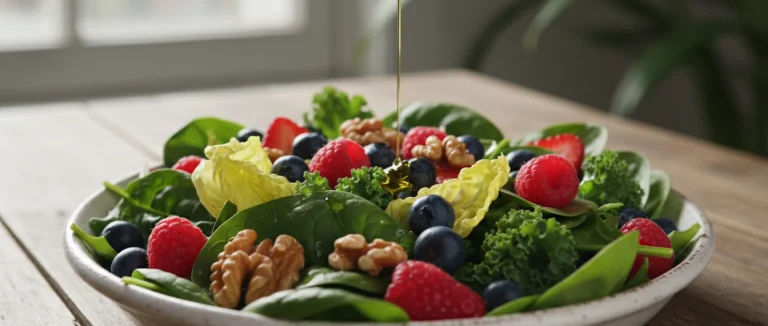 салат из листовой зелени и ягод