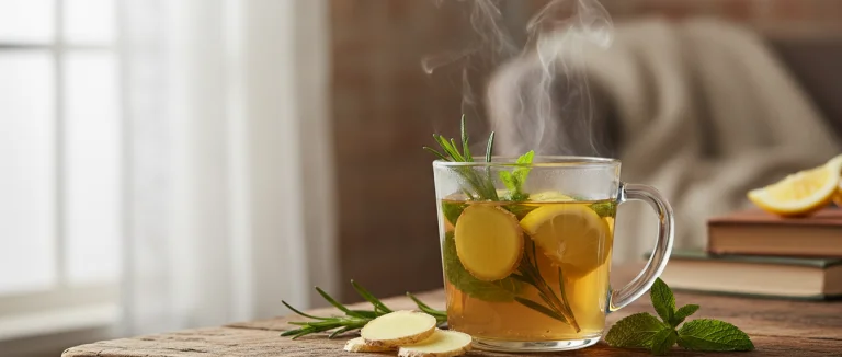 травяной чай с имбирем и лимоном