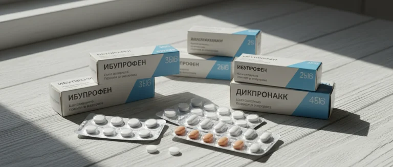 Различные упаковки НПВП на столе