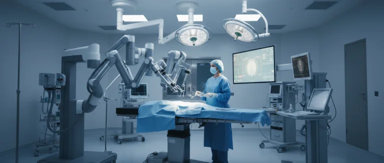 Современный операционный зал с роботизированной системой