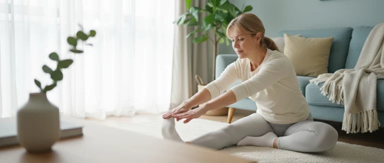 Человек делает упражнения дома