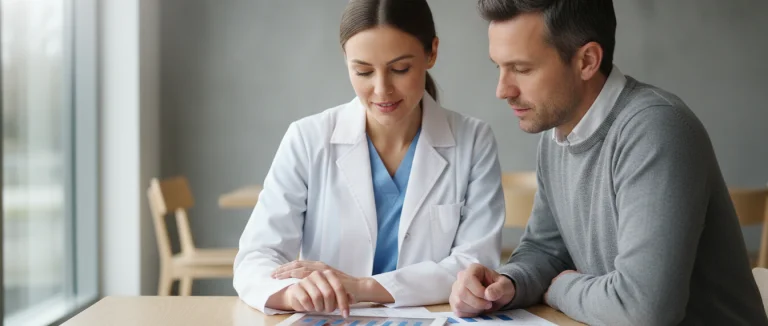 Врач обсуждает результаты обследования